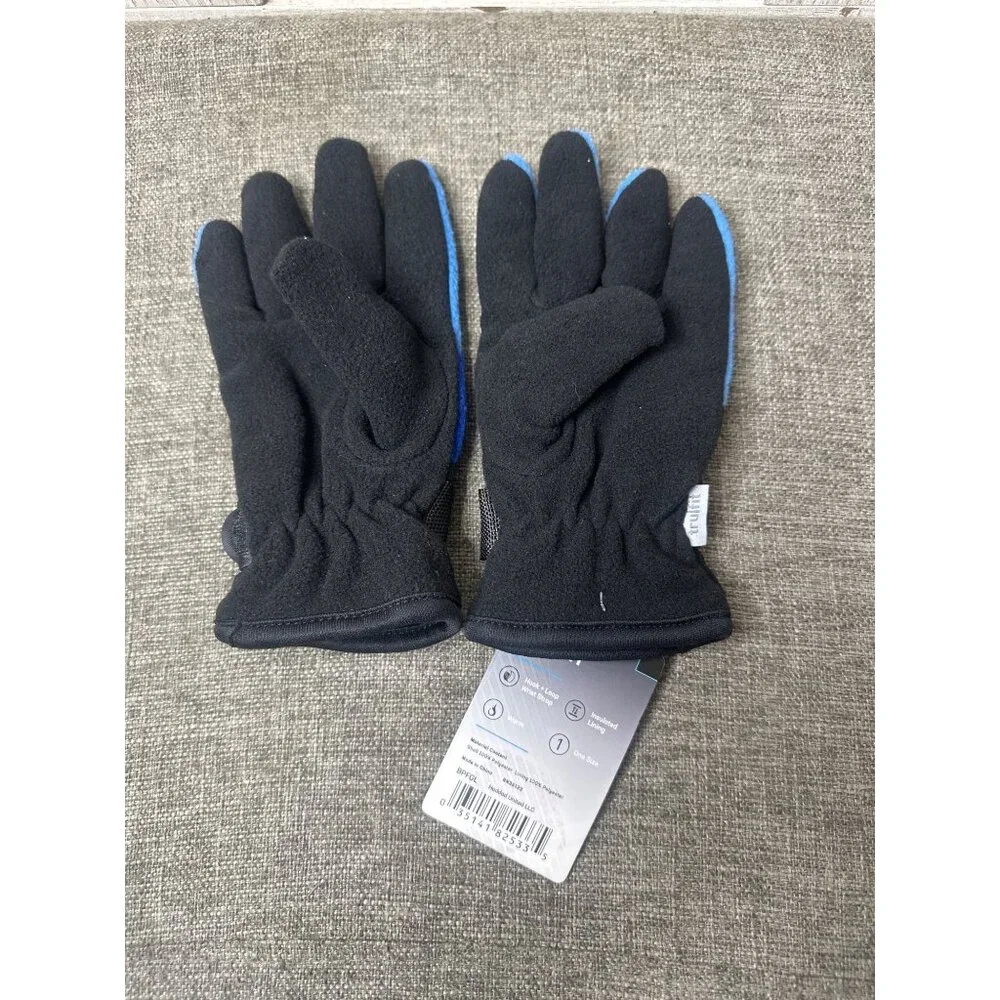 TruFit Youth Kids Gloves Warm Polar Feel Insulated Lining One Size Blue Black